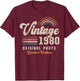 Vintage 1980 Birthday Birth Year 45 Retro T-Shirt - T-Shirt | Maroon