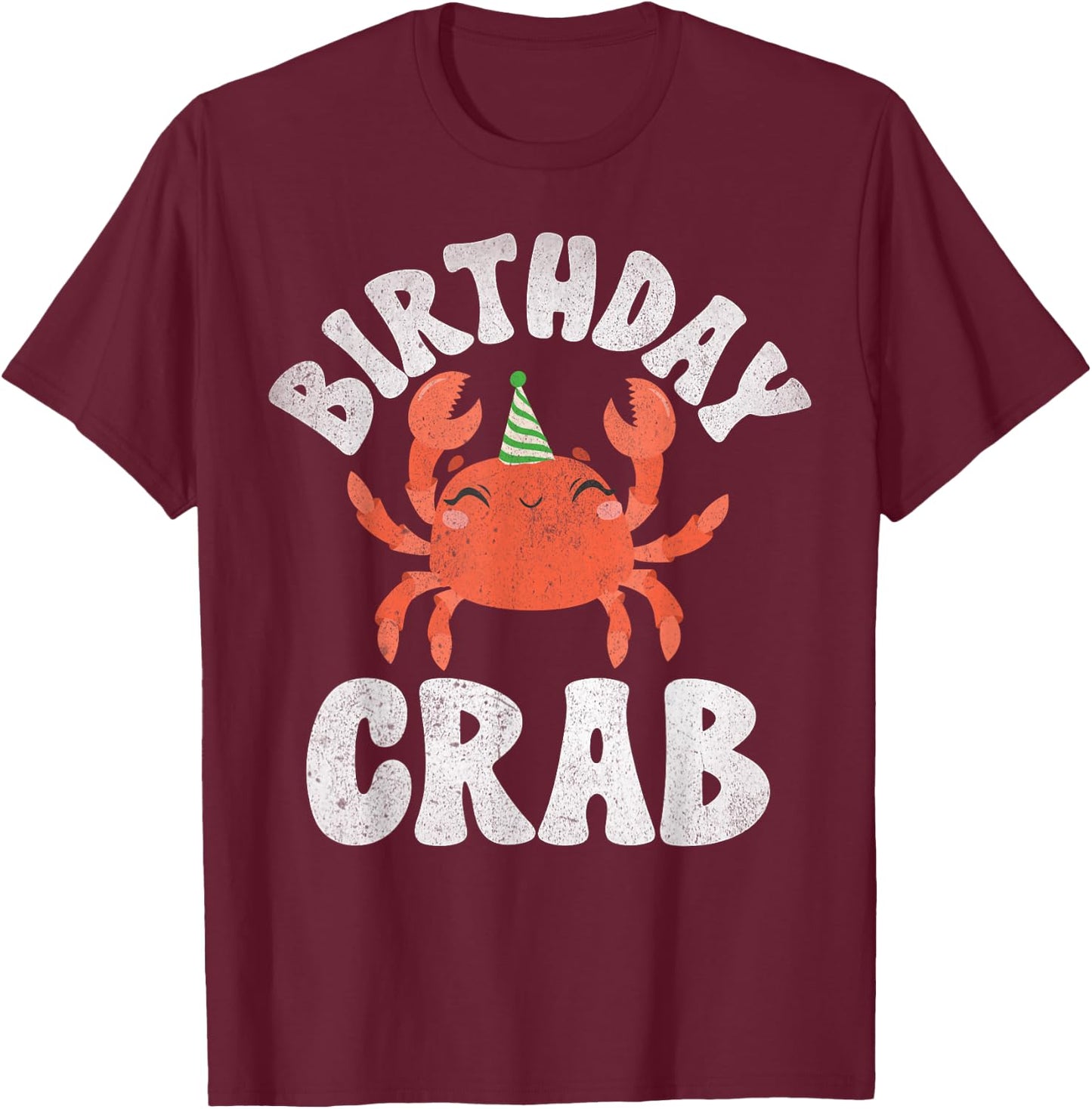Crab Lover Gifts & Crab Party Decorations Crab Party Birthday - -Adults, Kids - Black - Short Sleeve - Small - - Cartoon Crab Pattern T-Shirt - T-Shirt | Maroon