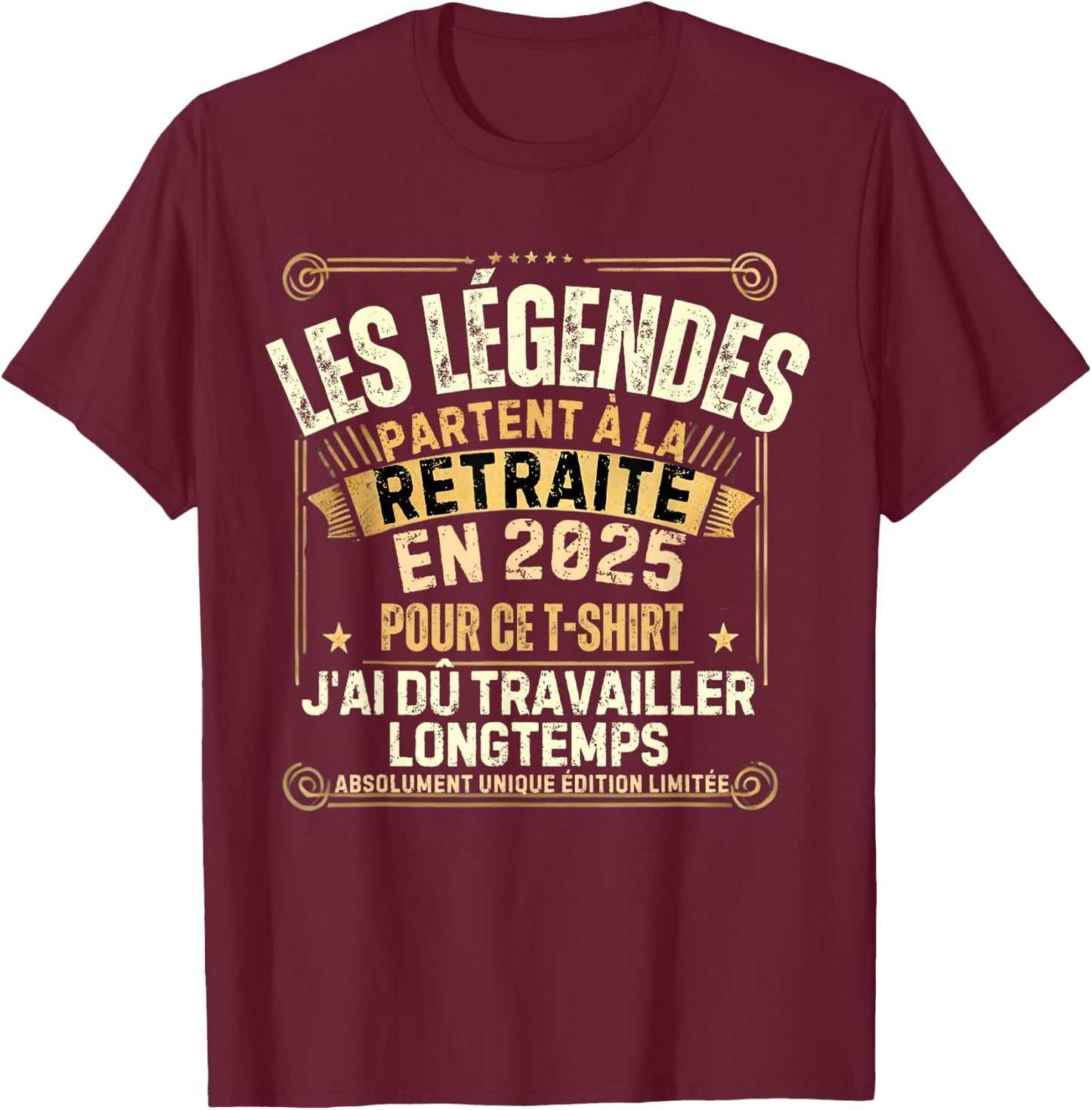 Retirement 2025 Man Retired 2025 , Black, S T-Shirt - T-Shirt | Maroon