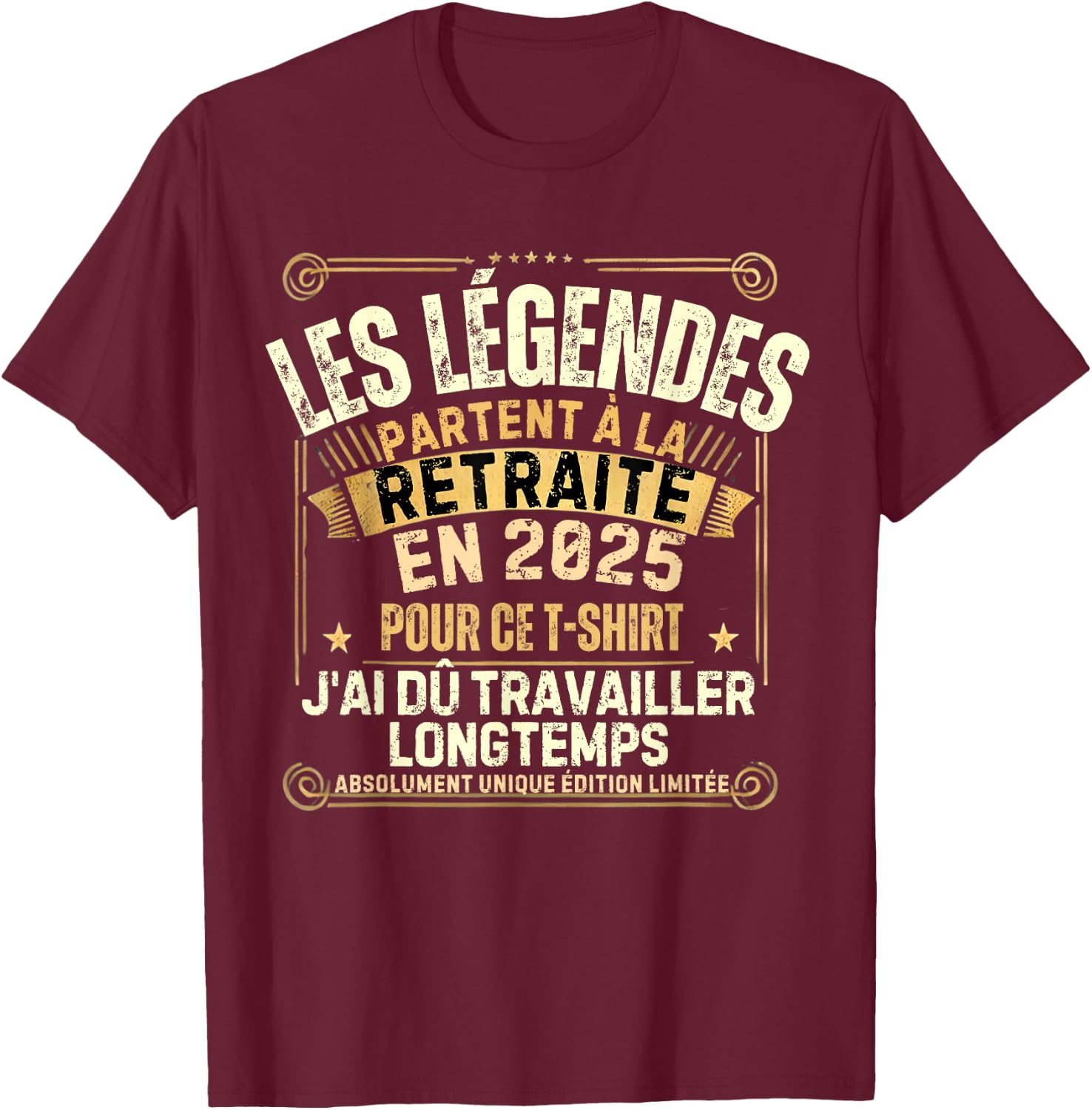 Retirement 2025 Man Retired 2025 , Black, S T-Shirt - T-Shirt | Maroon