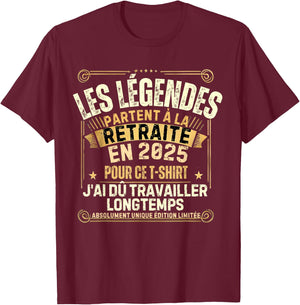 Retirement 2025 Man Retired 2025 , Black, S T-Shirt - T-Shirt | Maroon