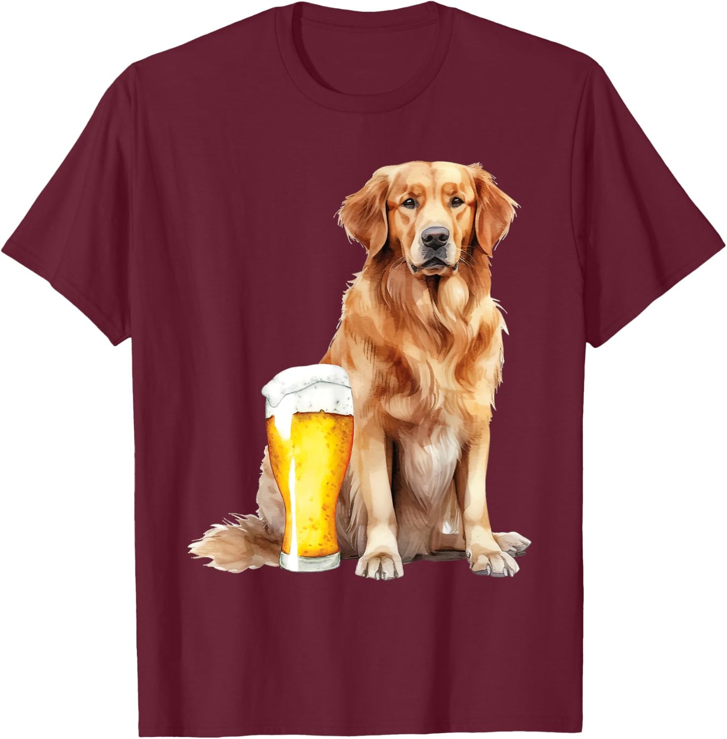 Golden Retriever And Beer - Dog Owner Canine Pet Lover Women T-Shirt - T-Shirt | Maroon