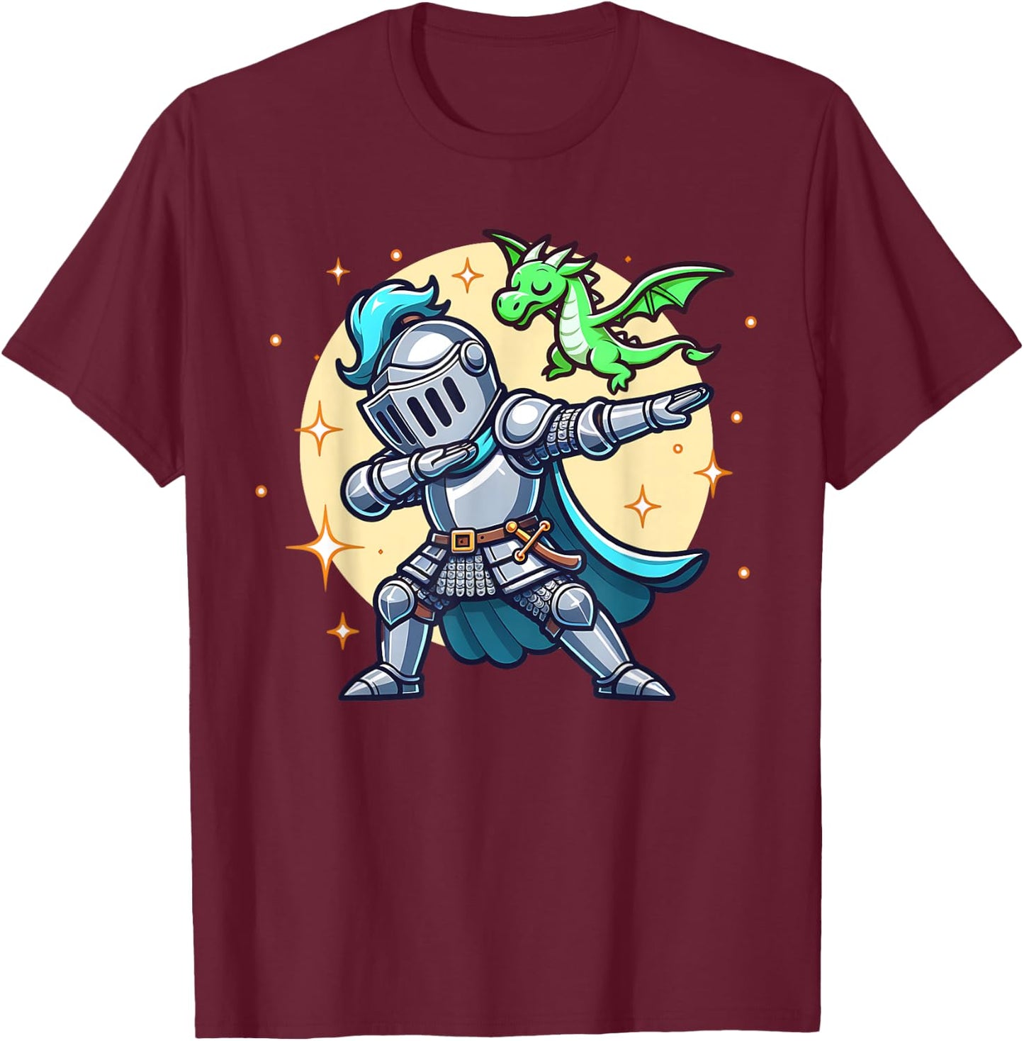 Ren Faire Dabbing Medieval Knight Dragon Funny Renaissance T-Shirt - T-Shirt | Maroon