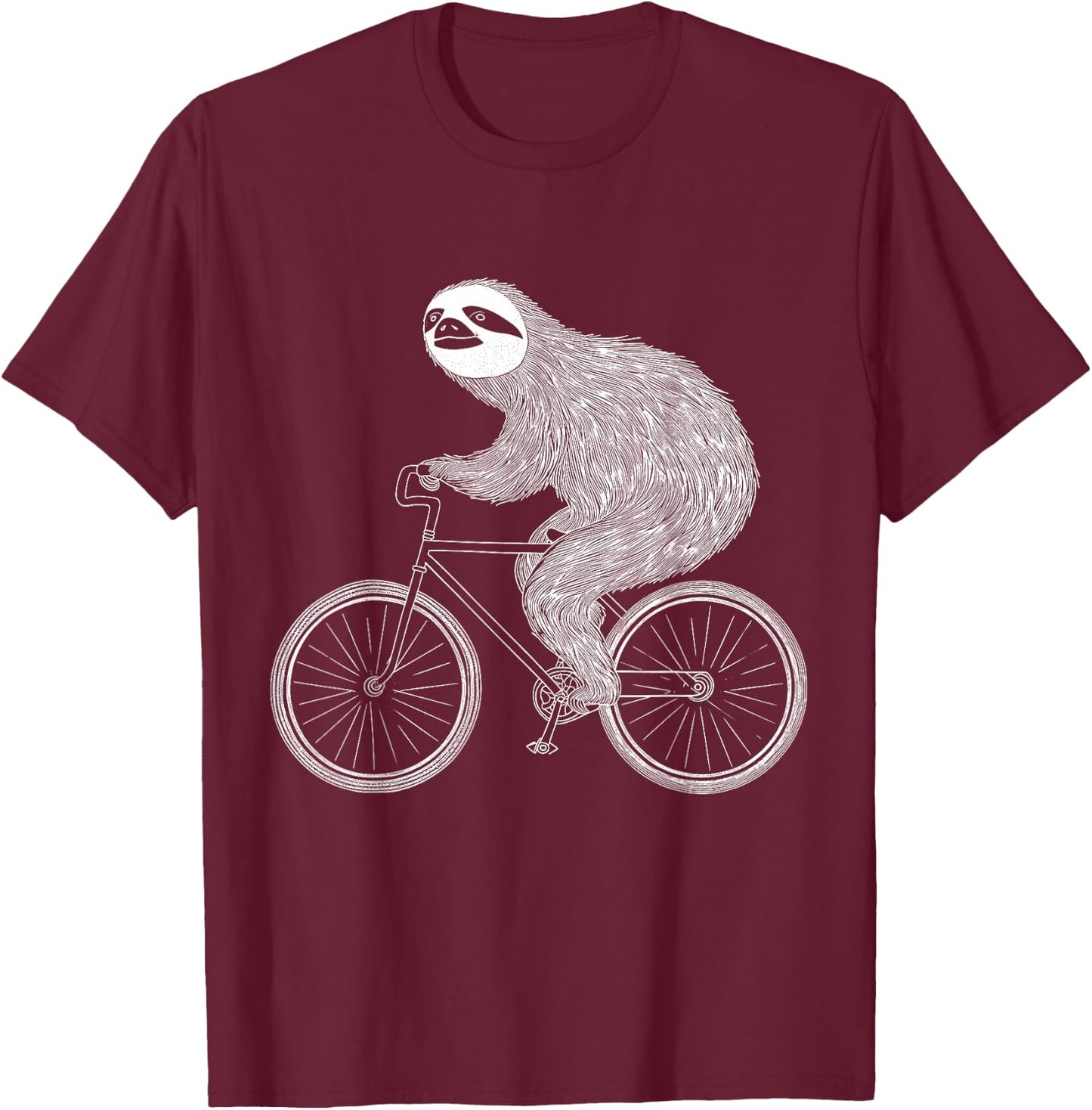 Sloth Riding Bike Funny Cycling Animal Bicycle Sloth Lover T-Shirt - T-Shirt | Maroon