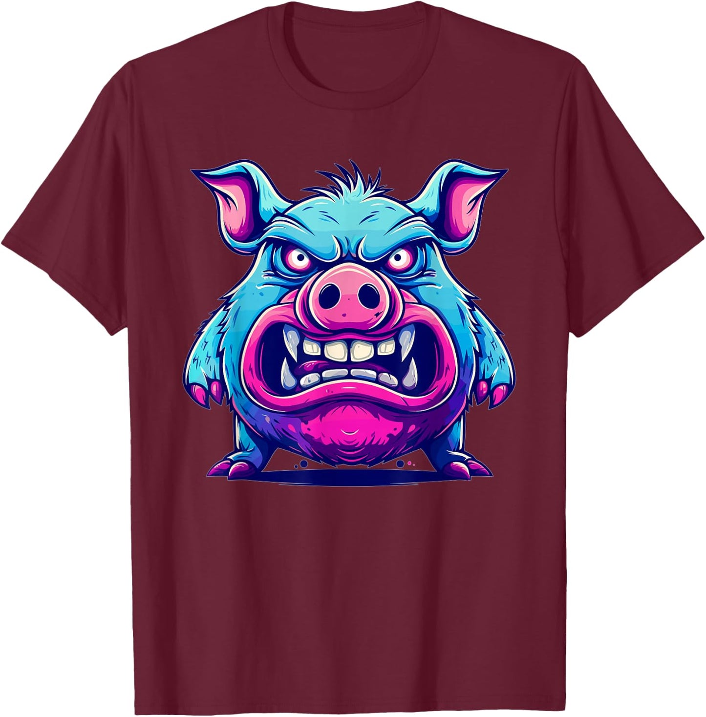 Angry Pig I Colorful Pig T-Shirt - T-Shirt | Maroon