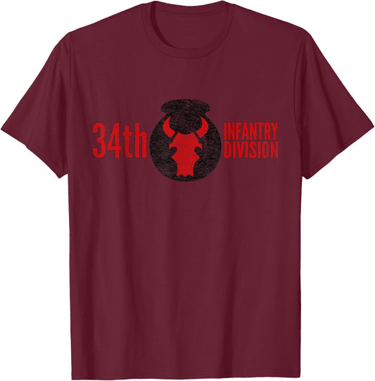 34th Infantry Division Army T-Shirt - T-Shirt | Maroon