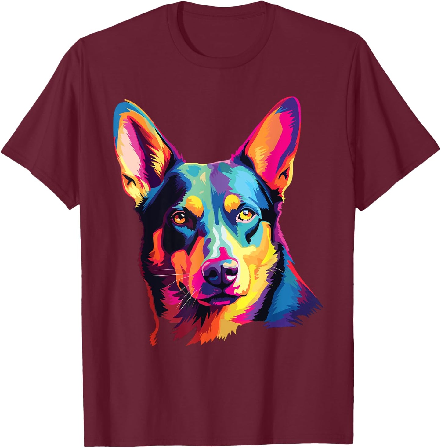 Watercolor Colorful Australian Kelpie Dog Women Kids T-Shirt - T-Shirt | Maroon