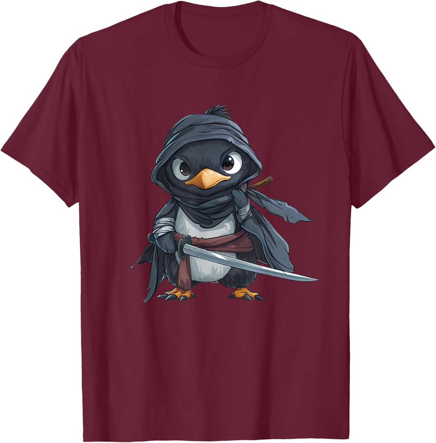 Penguin Ninja - Penguin Kawaii T-Shirt - T-Shirt | Maroon
