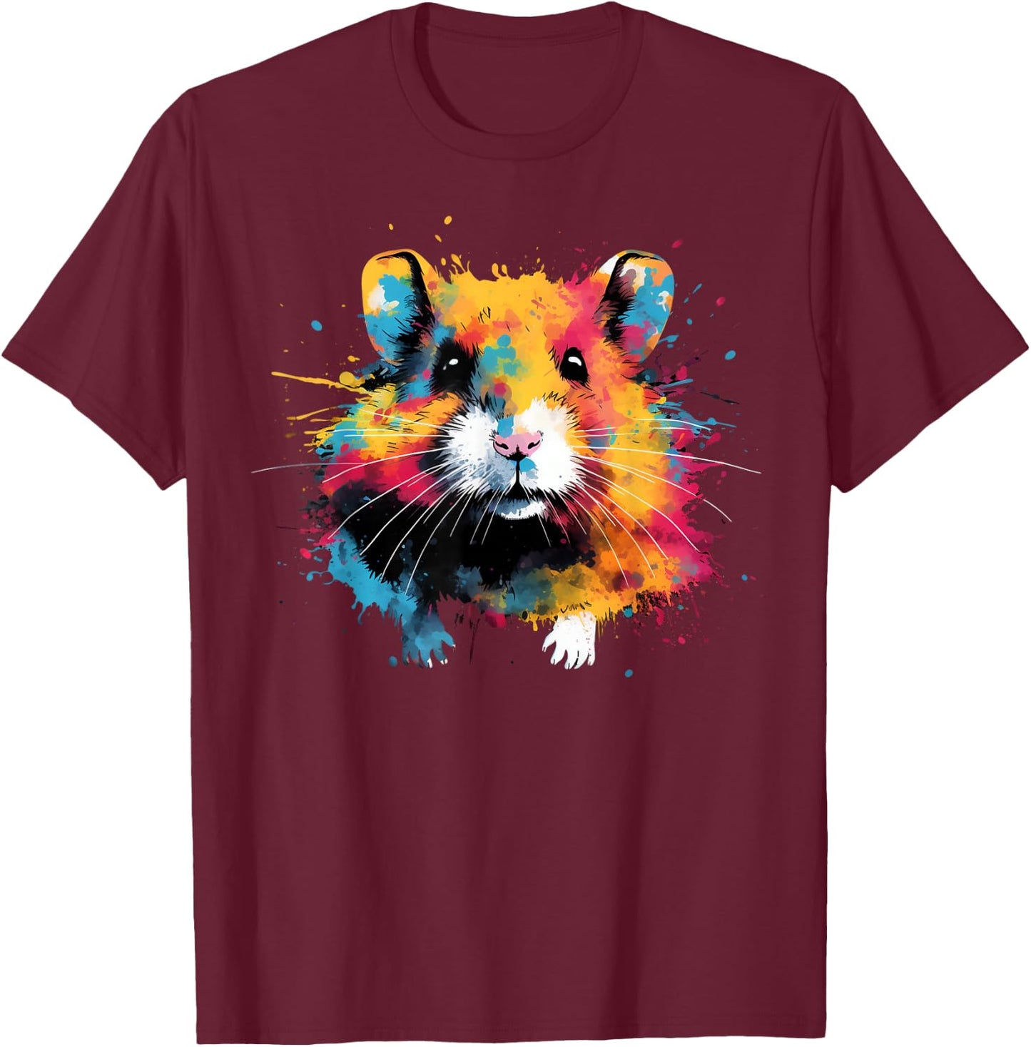 Cool Hamster on Colourful Painted Hamster , black T-Shirt - T-Shirt | Maroon