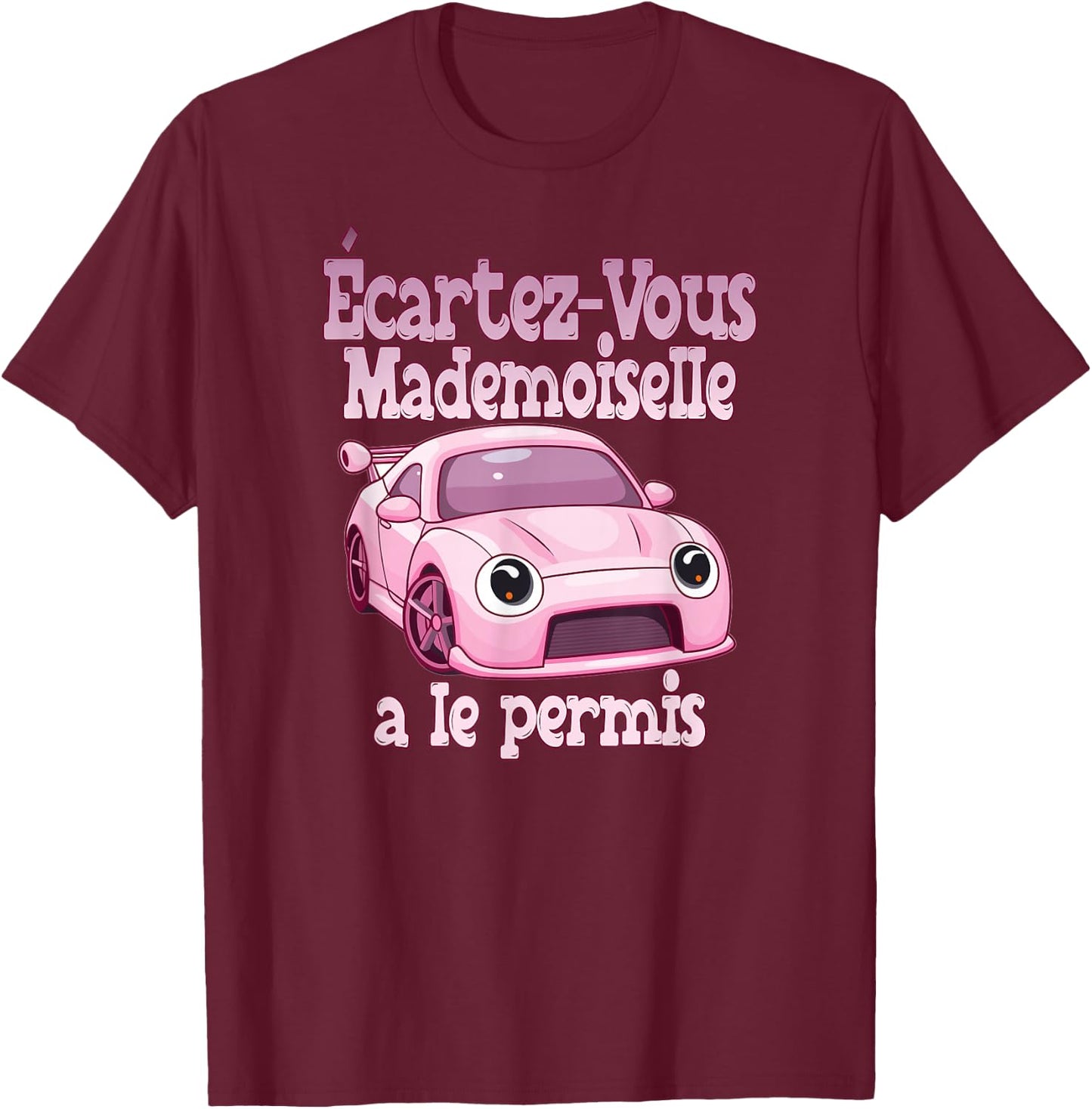 New Young Driver Car Pink Woman Gift Humor , Black, S T-Shirt - T-Shirt | Maroon