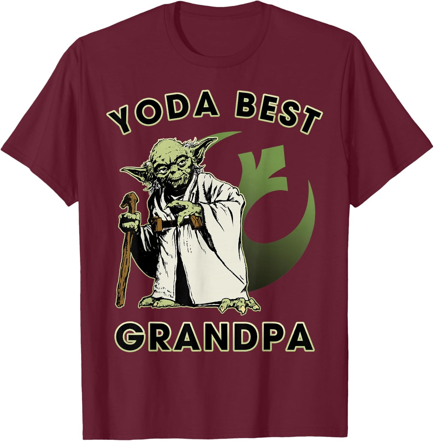 Star Wars Yoda Best Grandpa Rebel Logo T-Shirt - T-Shirt | Maroon