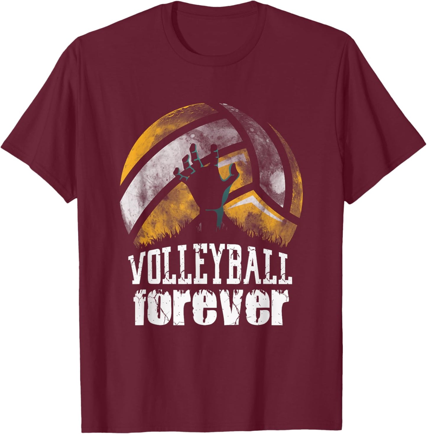 Volleyball Forever! Zombie Volleyball Player Halloween T-Shirt - T-Shirt | Maroon