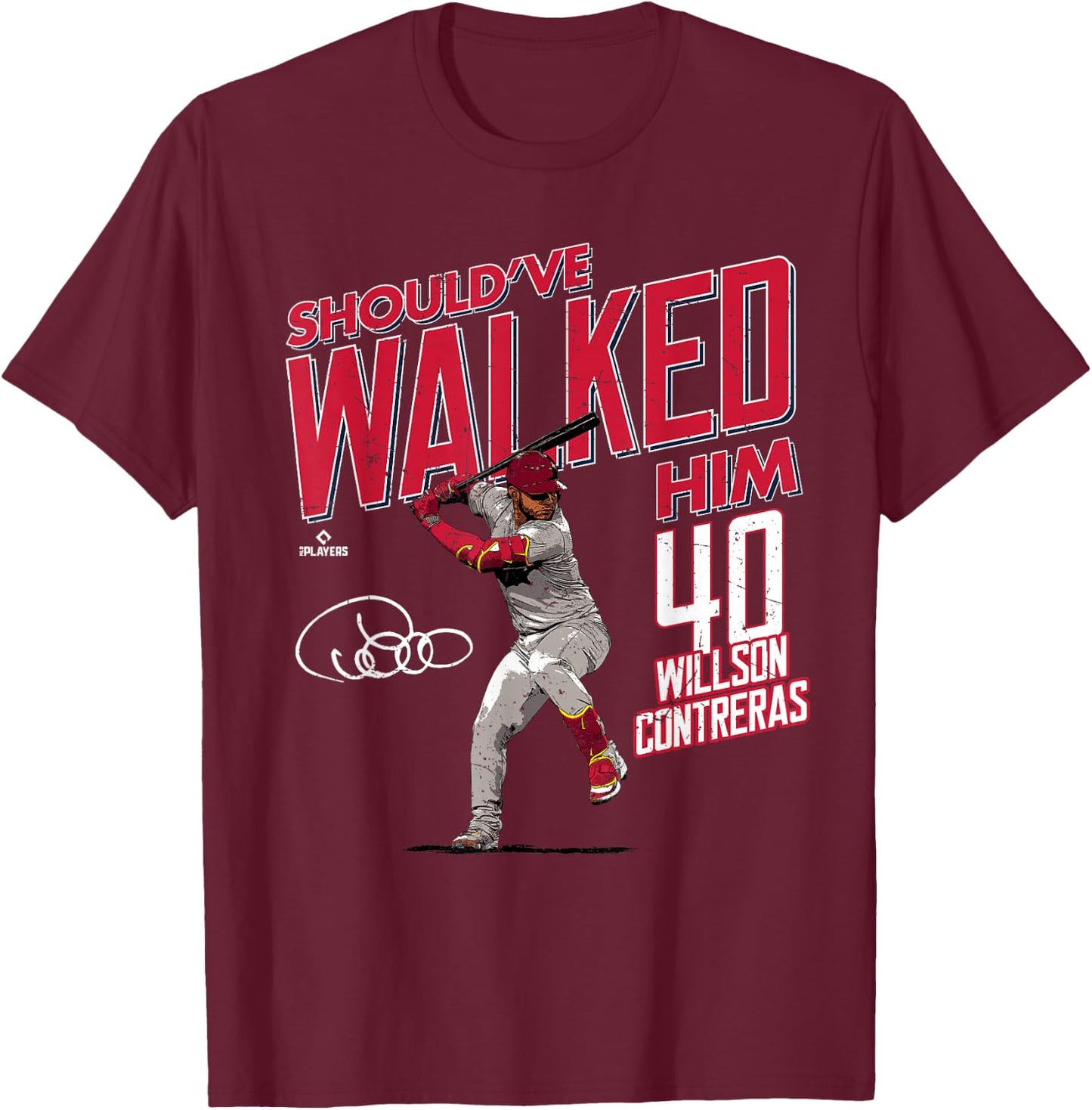 Should've Walked Him Willson Contreras St Louis Baseball T-Shirt - T-Shirt | Maroon