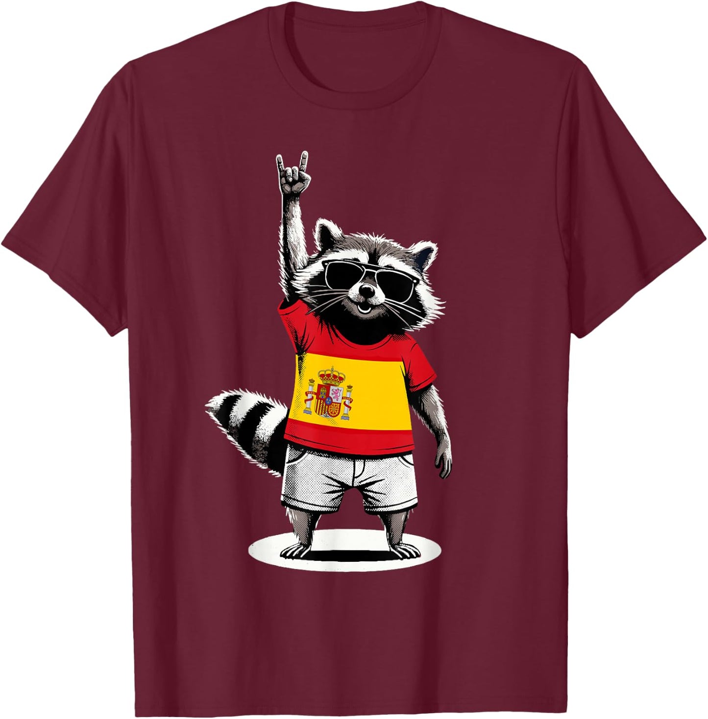 Spanische Flagge Waschbär Lustig Spanien T-Shirt - T-Shirt | Maroon