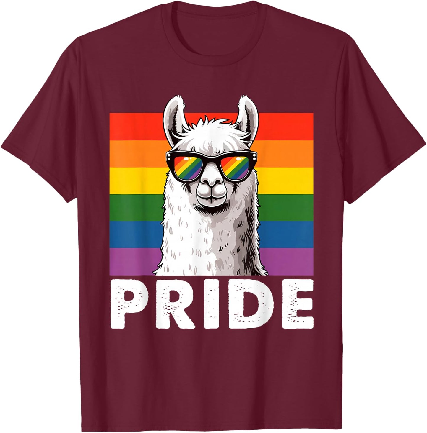 Llama Pride Gay Lesbian Resis Rainbow Flag Transsexual LGBT T-Shirt - T-Shirt | Maroon