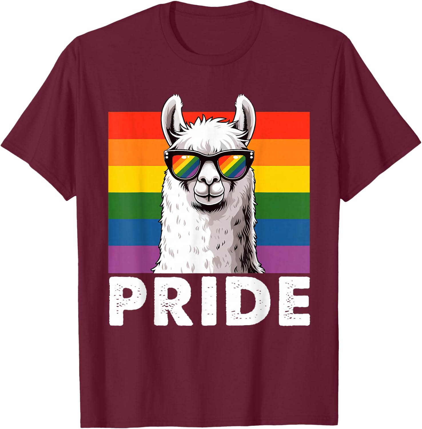 Llama Pride Gay Lesbian Resis Rainbow Flag Transsexual LGBT T-Shirt - T-Shirt | Maroon