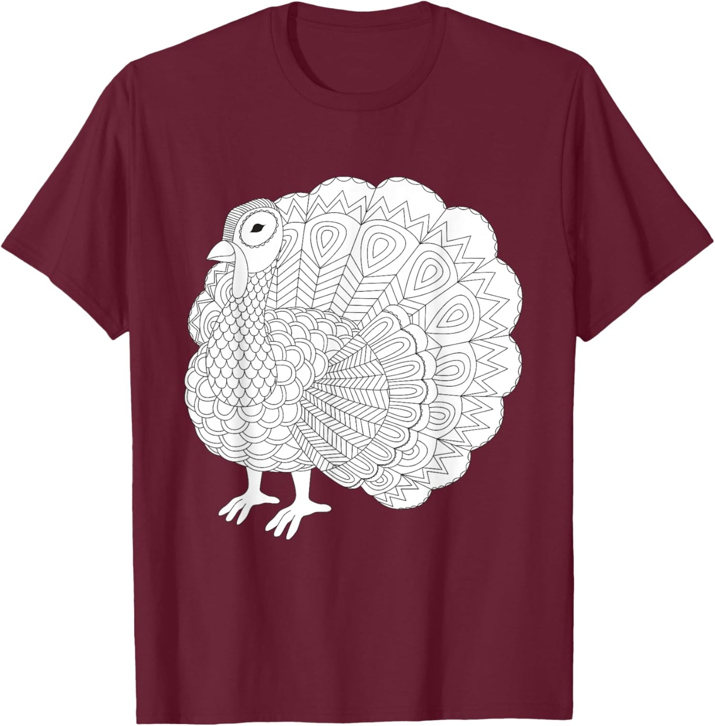Fall Thanksgiving Turkey Color Your Own Shirt Colorific T-Shirt - T-Shirt | Maroon