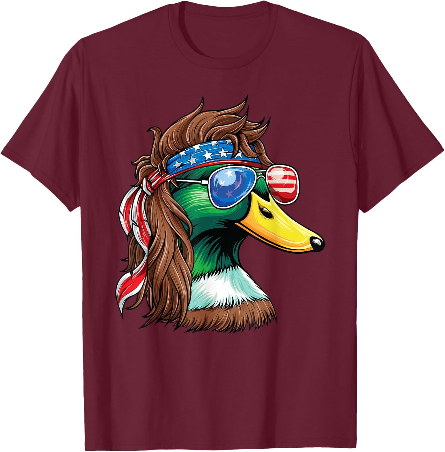 4th of July Duck Shirt USA Flag Funny Patriotic Duck T-Shirt - T-Shirt | Maroon