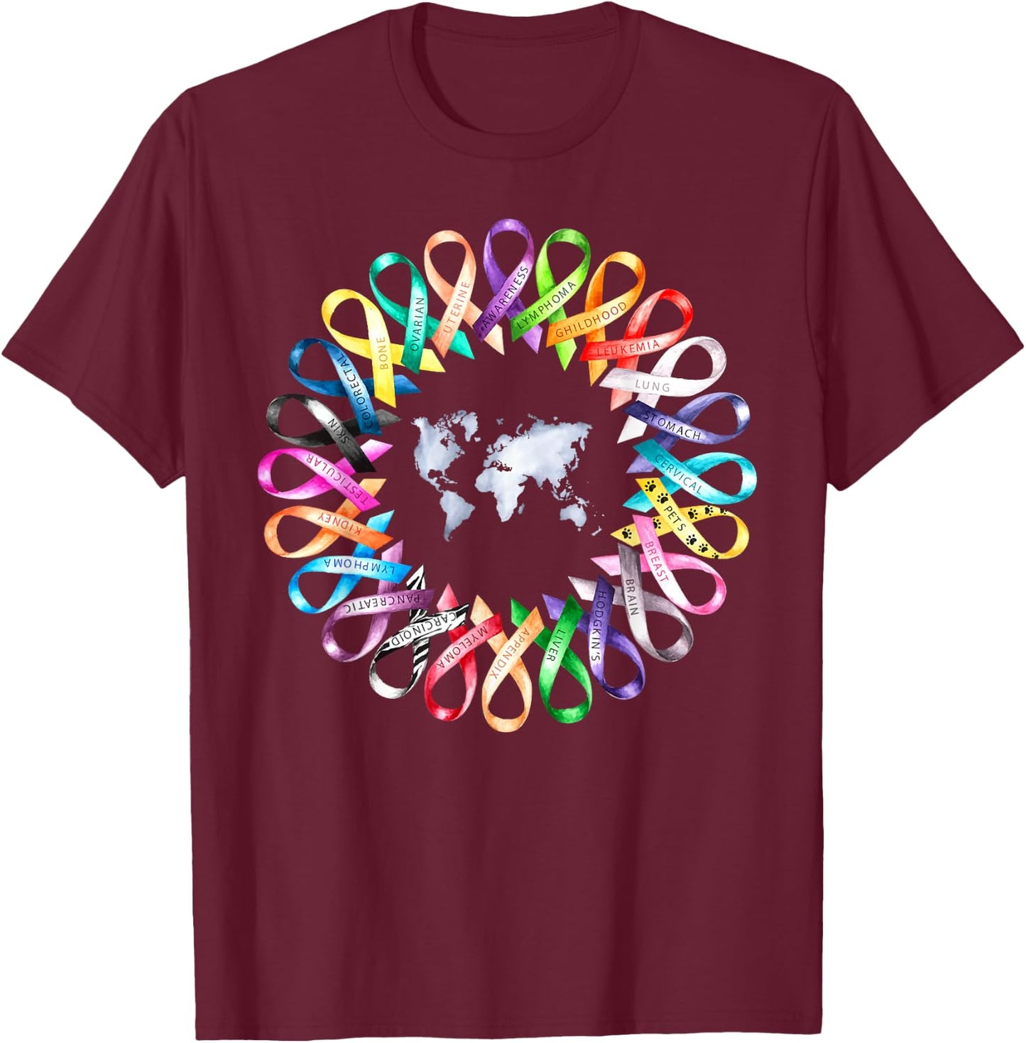 Cancer Sucks In Every Color Shirt Caner Ribbon Colors T-Shirt - T-Shirt | Maroon