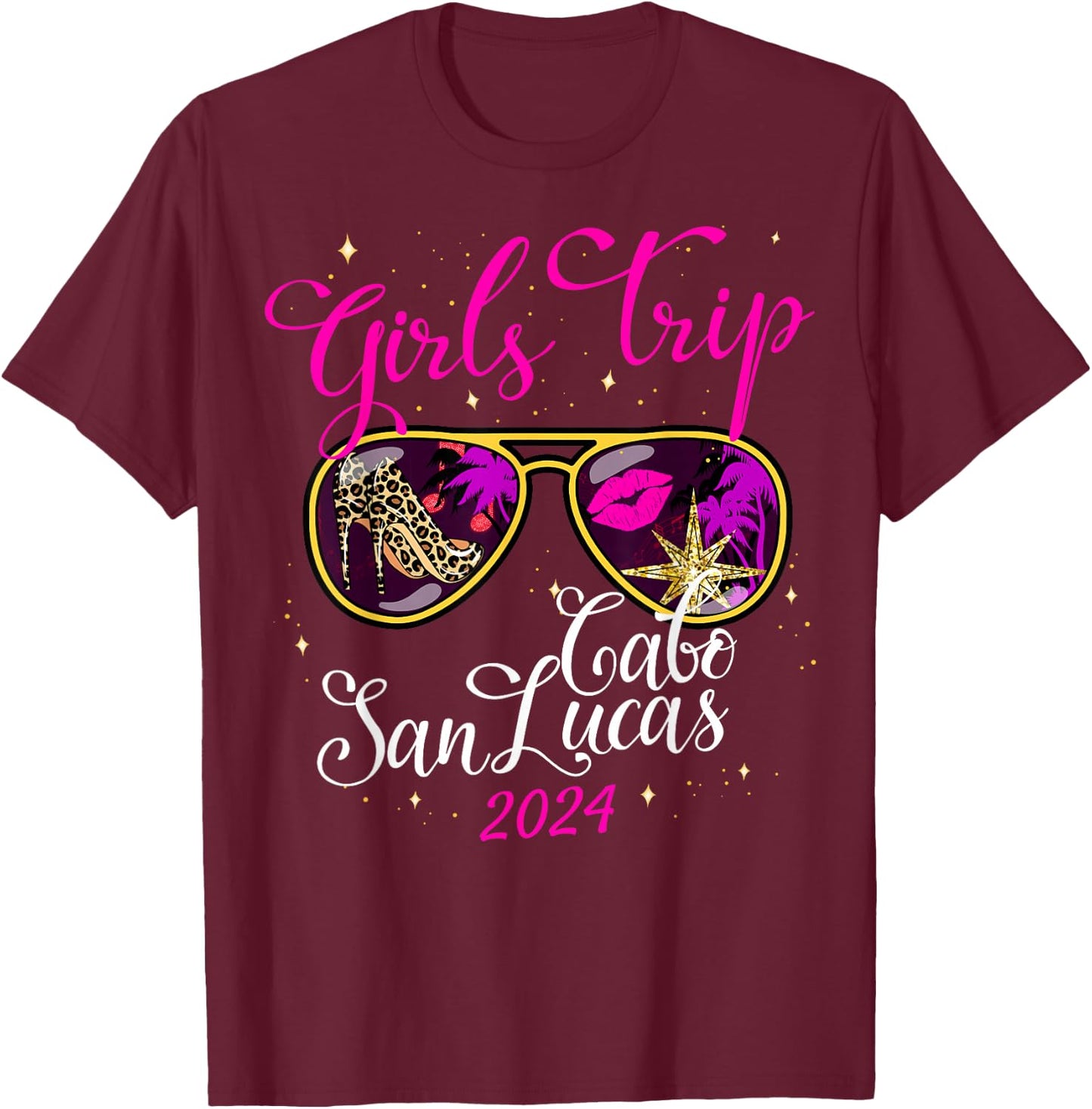 Girls Trip Cabo San Lucas 2024 Weekend Birthday Squad T-Shirt - T-Shirt | Maroon