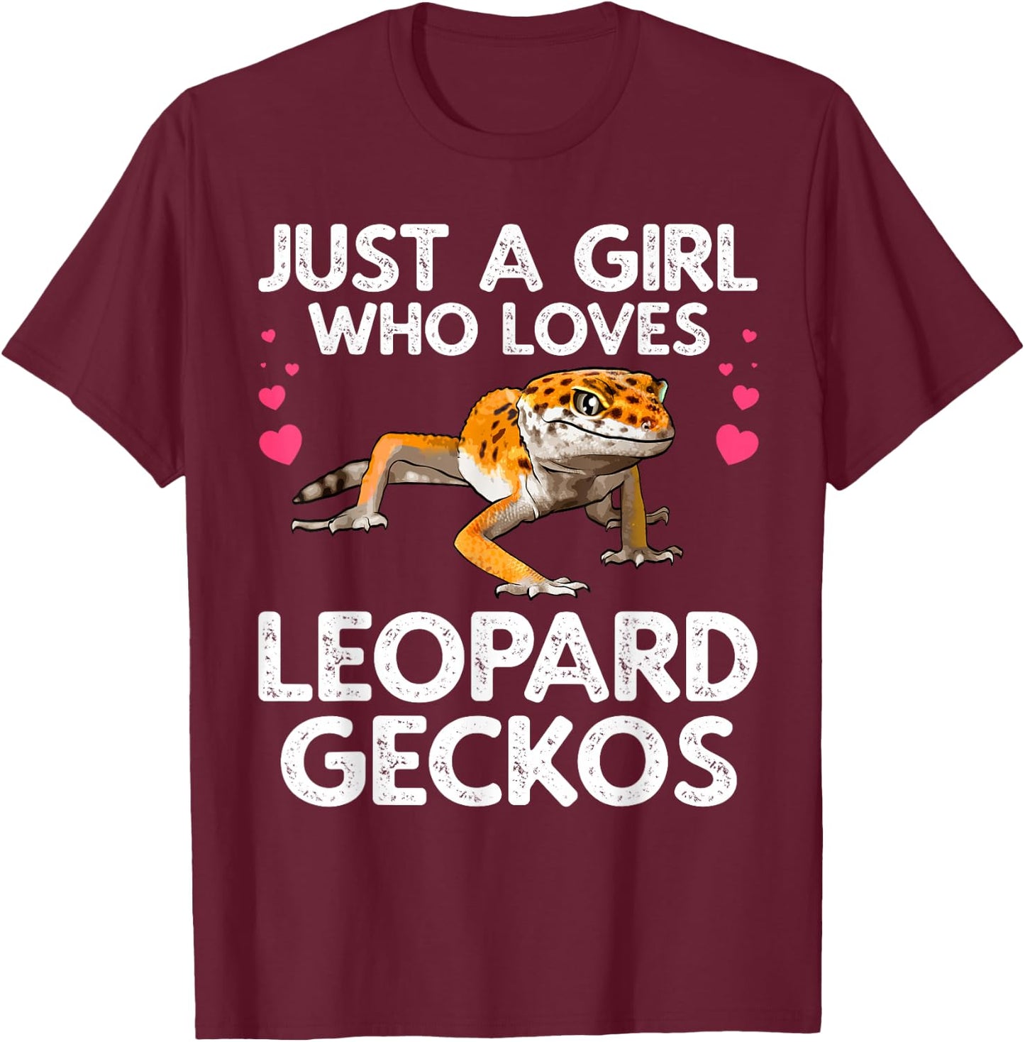 Cute Leopard Gecko Art Girls Leopard Gecko Lover T-Shirt - T-Shirt | Maroon