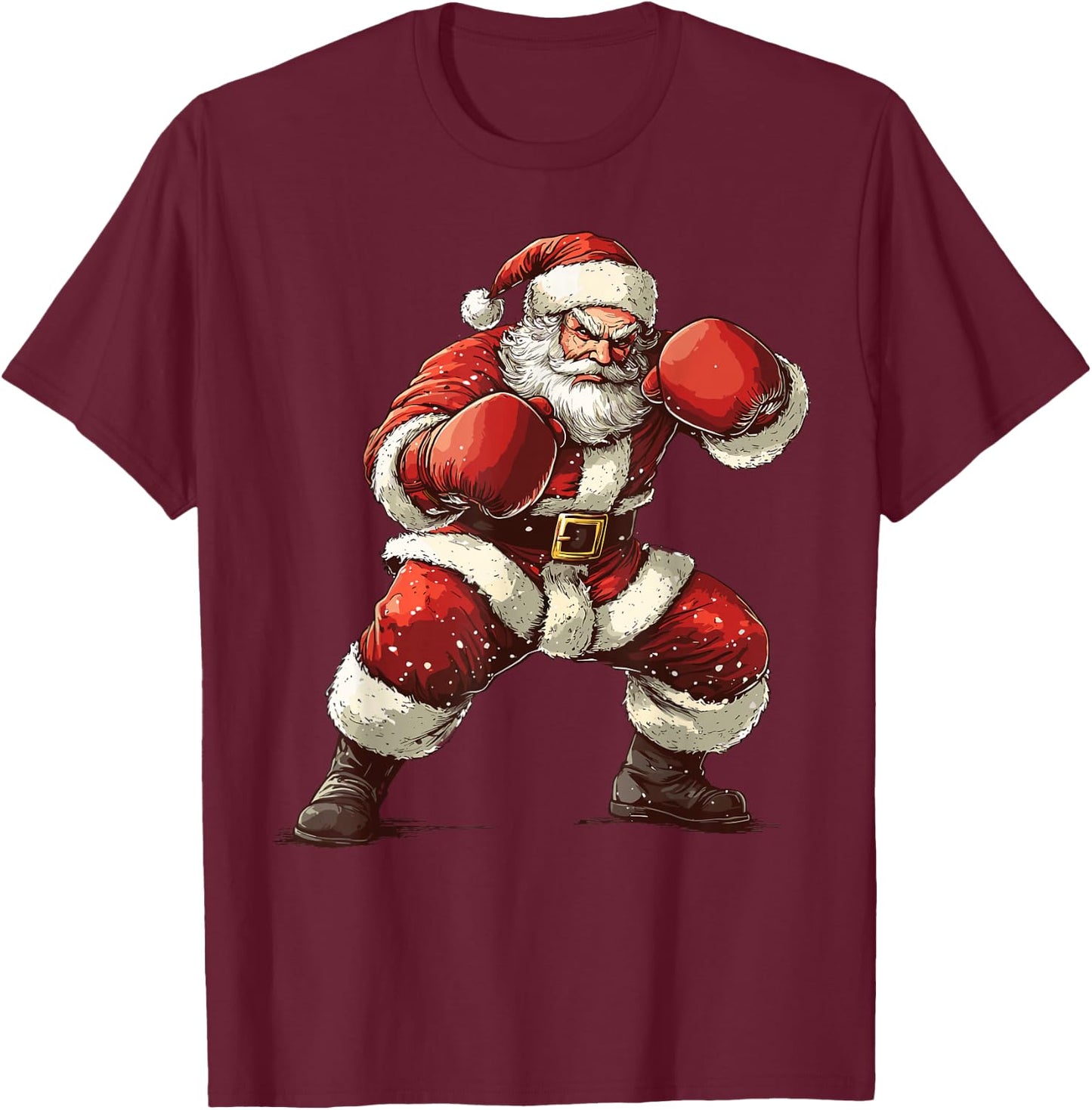 Santa Boxing Xmas MMA Muay Thai Lover Boxer Christmas T-Shirt - T-Shirt | Maroon
