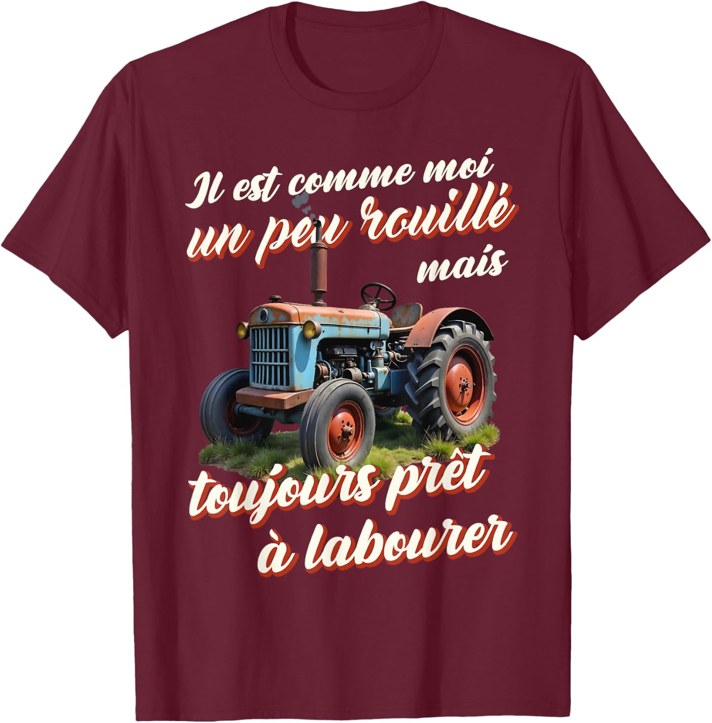 Tractor farmer gift old tractor old humor , Black, S T-Shirt - T-Shirt | Maroon