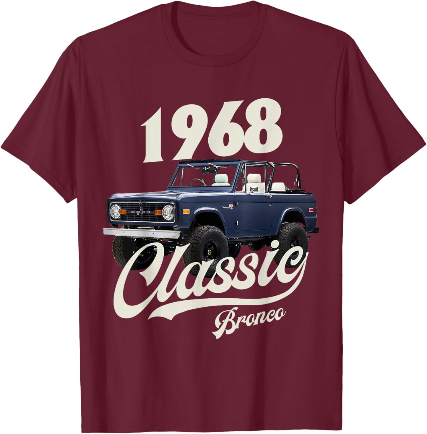 Classic bronco 1968 dark blue , Small, Black T-Shirt - T-Shirt | Maroon