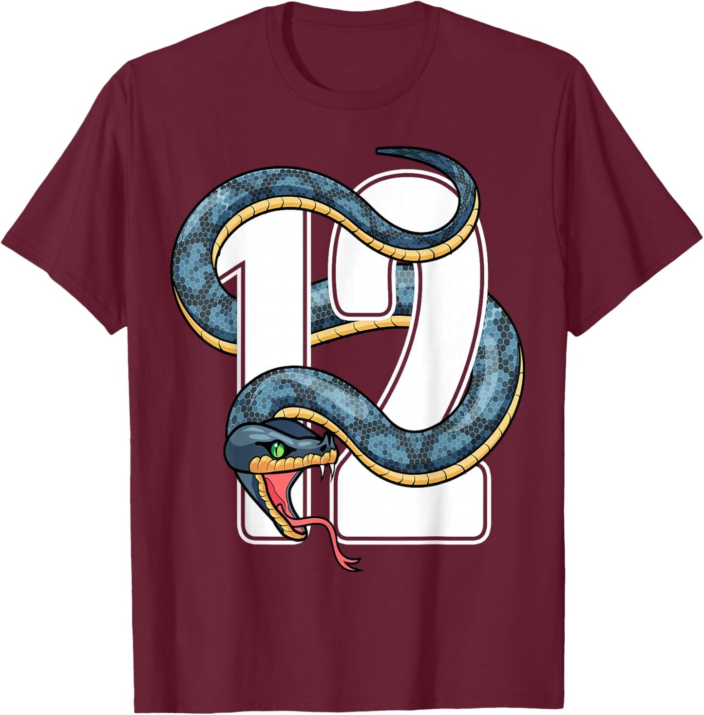 12th Birthday Snake Twelve 12 Year Old Birthday Boy Girl T-Shirt - T-Shirt | Maroon