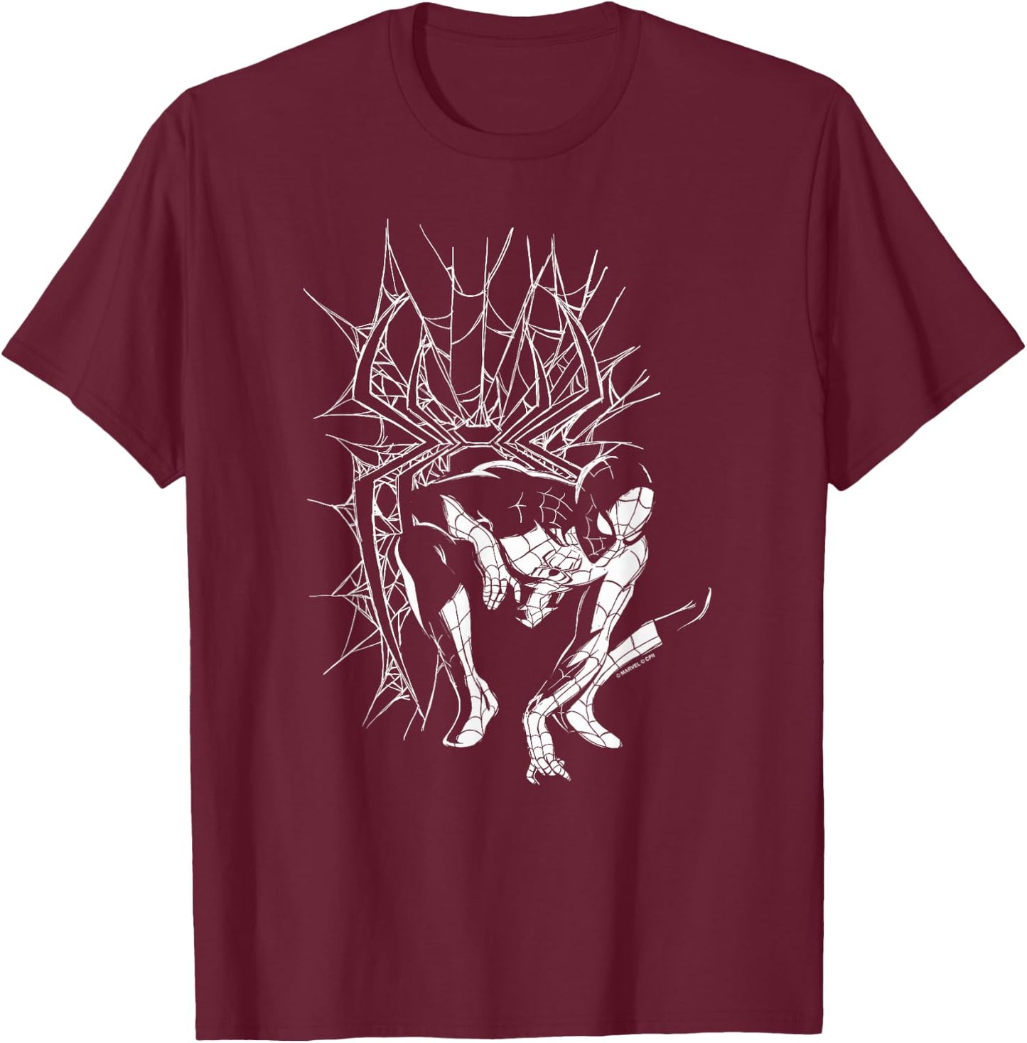 Marvel Spider-Man Day Line Art Spidey Pose T-Shirt - T-Shirt | Maroon