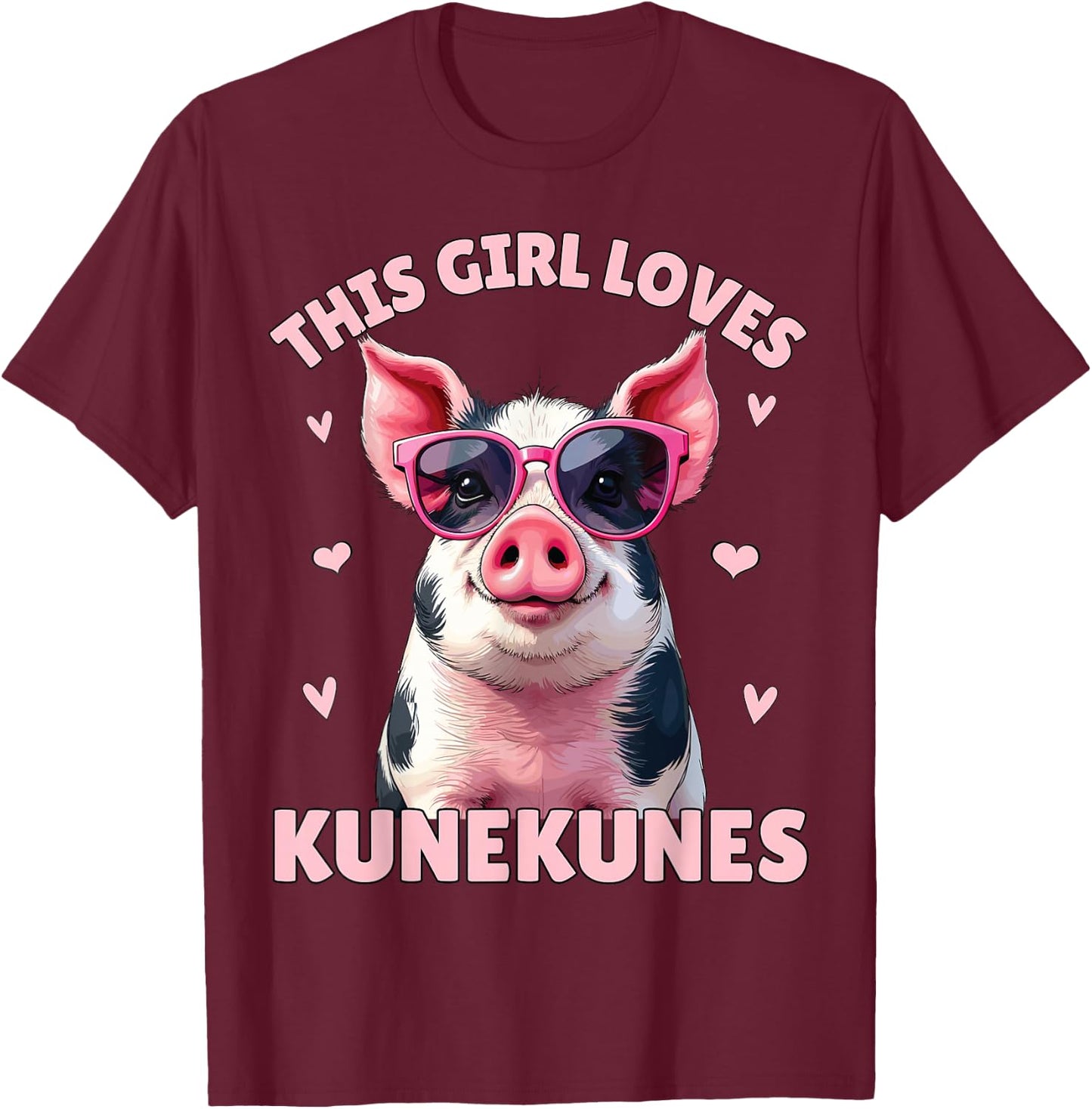 KuneKune Pig, This Girl Loves KuneKunes, Kunekune Pig T-Shirt - T-Shirt | Maroon