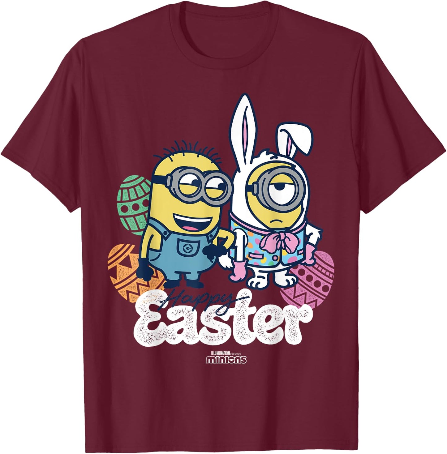 Minions Happy Easter T-Shirt - T-Shirt | Maroon