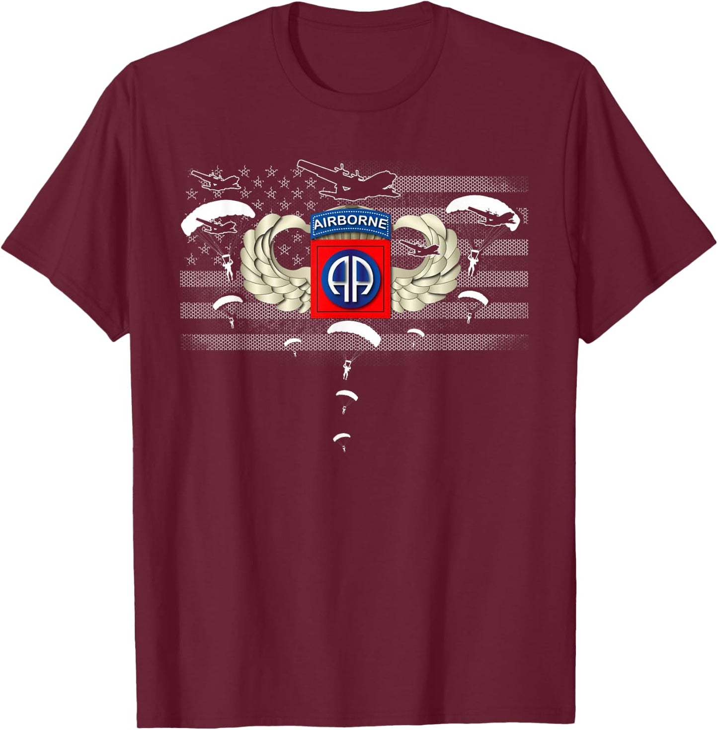 82nd Army Airborne Division Flag Patriotic , Veterans Day Women Men T-Shirt - T-Shirt | Maroon