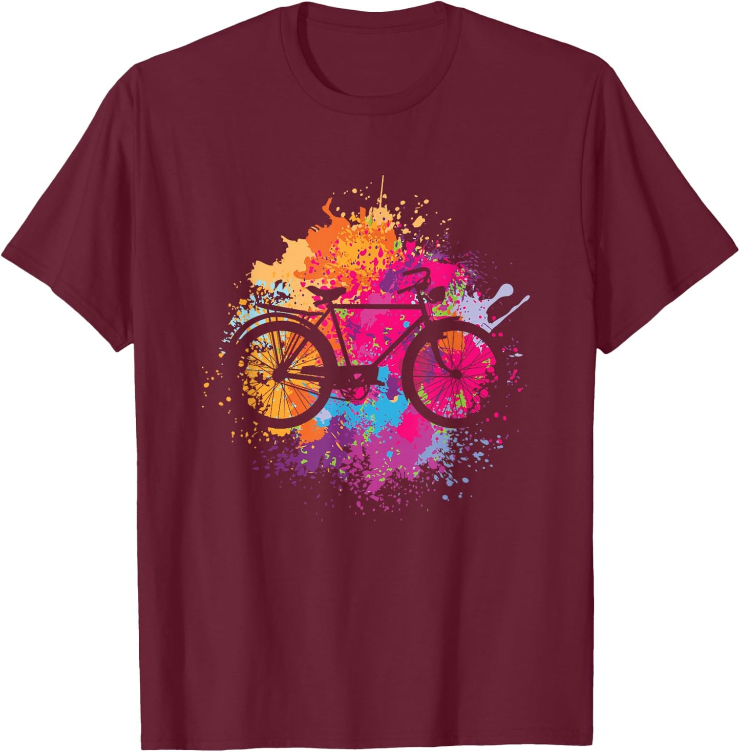 Vintage Bike with Splash Paint T-Shirt - T-Shirt | Maroon