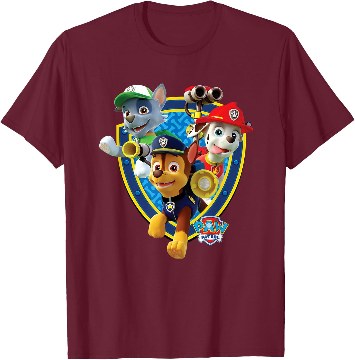 Badge With Chase, Rocky, & Marshall T-Shirt - T-Shirt | Maroon
