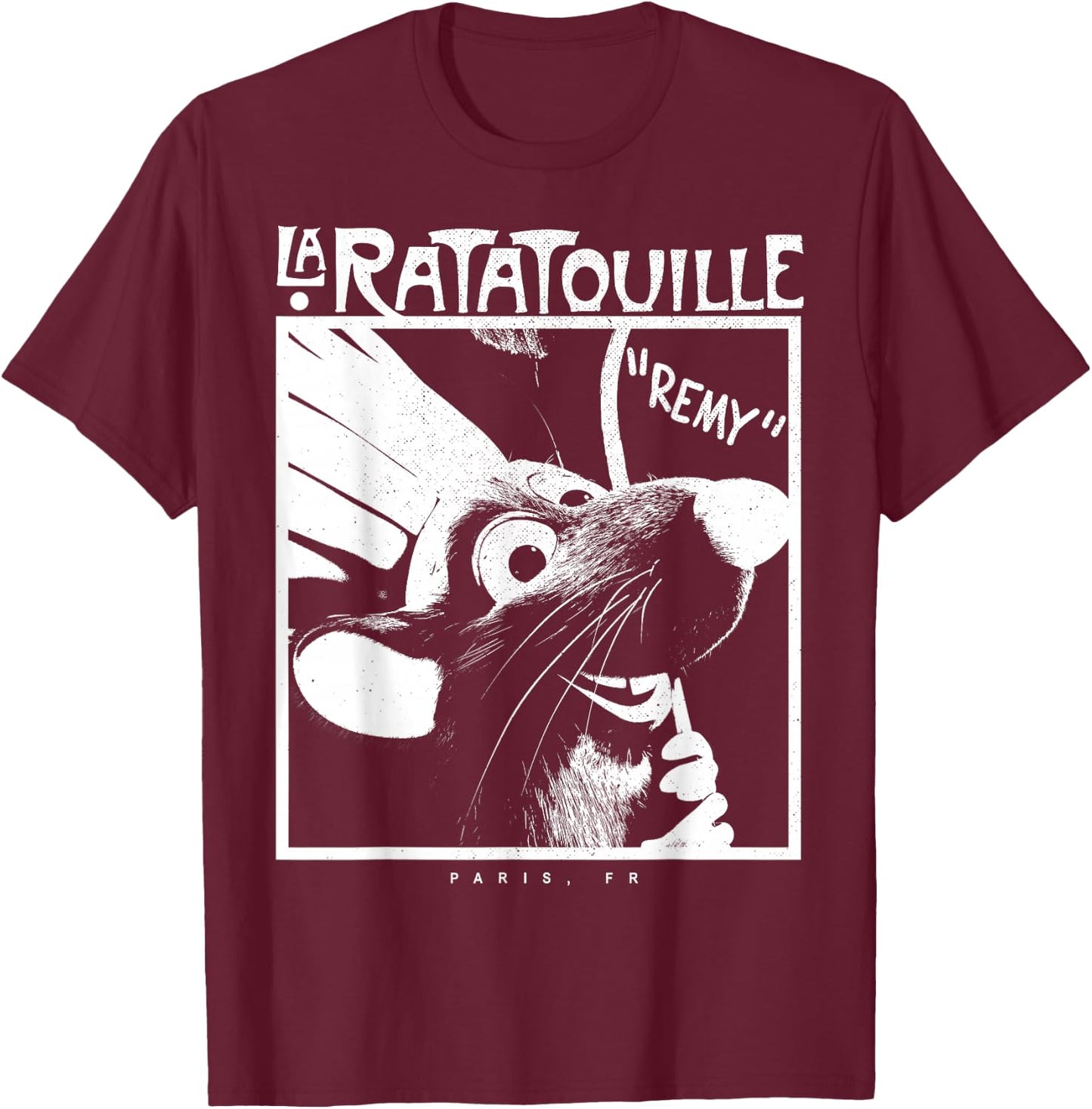 Disney Pixar Ratatouille Chef Remy Faded Silhouette Poster T-Shirt - T-Shirt | Maroon
