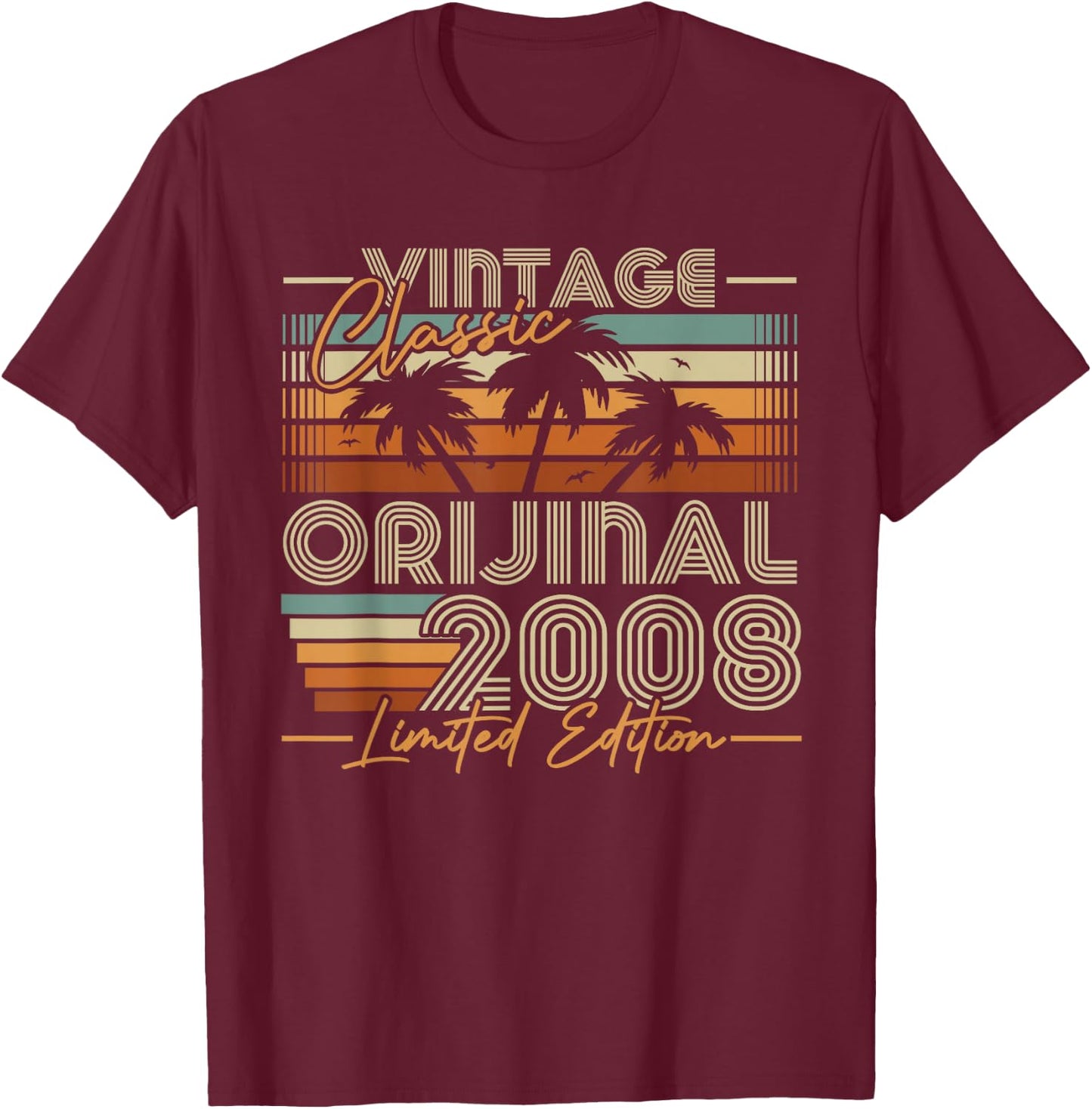 Vintage 2008 Rétro Cadeau 18 Ans Anniversaire Garçons Filles T-Shirt - T-Shirt | Maroon