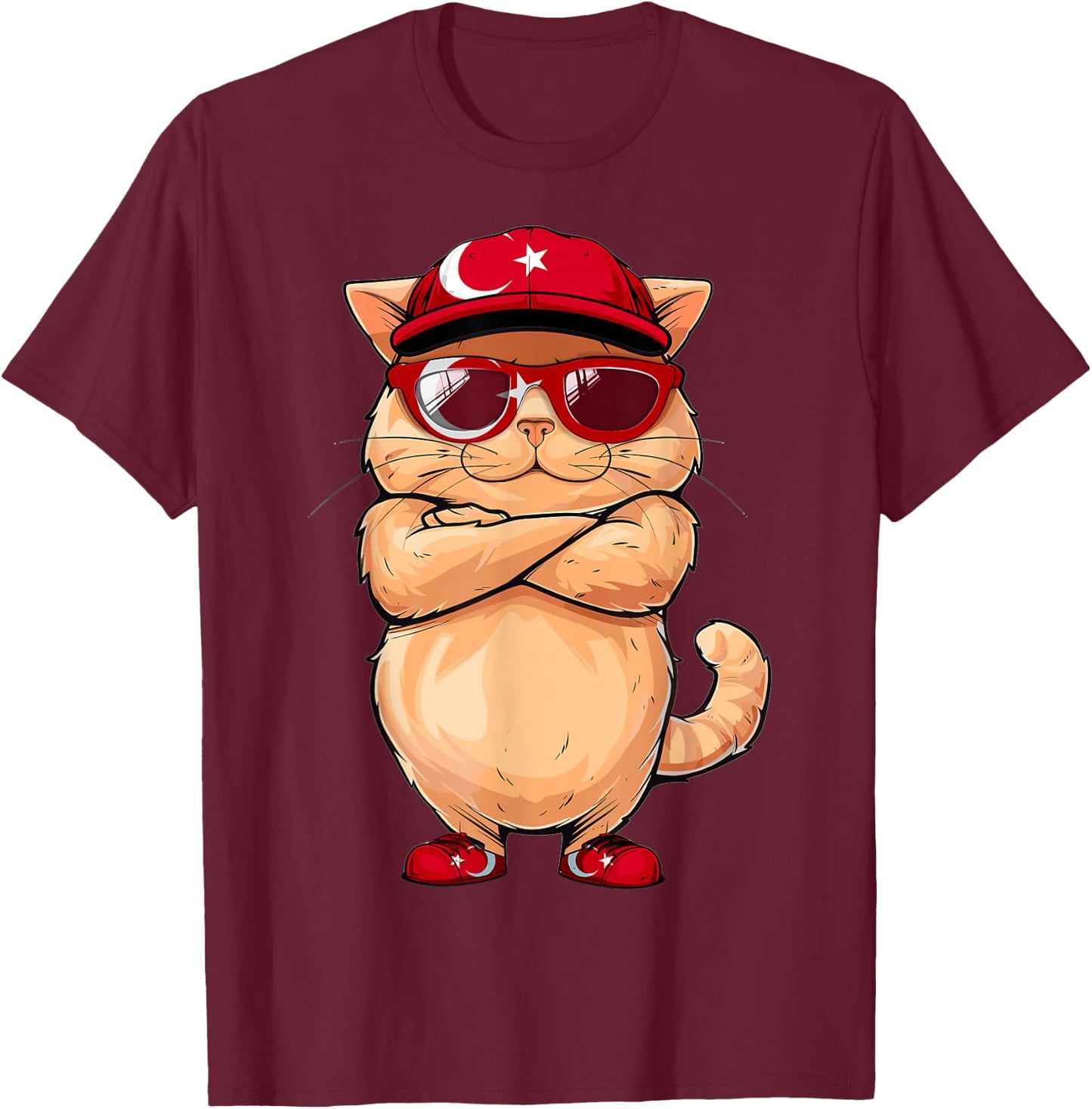 Turkish Flag Cat Mom Souvenirs Products Kitten Turkey T-Shirt - T-Shirt | Maroon