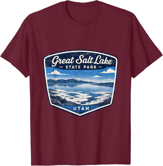Great Salt Lake State Park Utah Outdoor Nature Travel T-Shirt - T-Shirt | Maroon