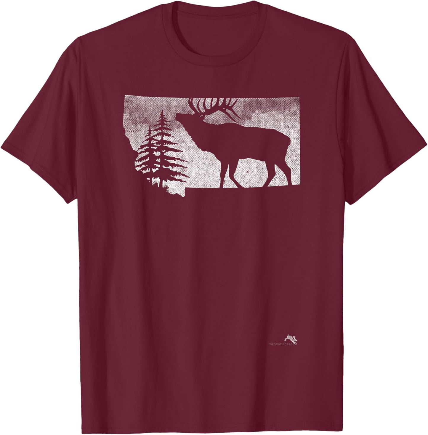 Montana Elk Hunter T-Shirt - T-Shirt | Maroon