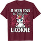 Je M'en Fous Je Suis Une Unicorn Soft , Black, S T-Shirt - T-Shirt | Maroon