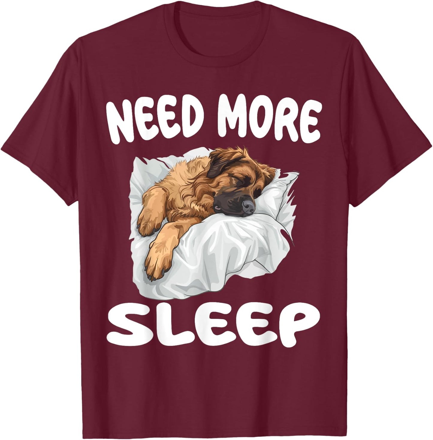 Cute Leonberger Need More Sleep Pyjamas Chemise de nuit T-Shirt - T-Shirt | Maroon