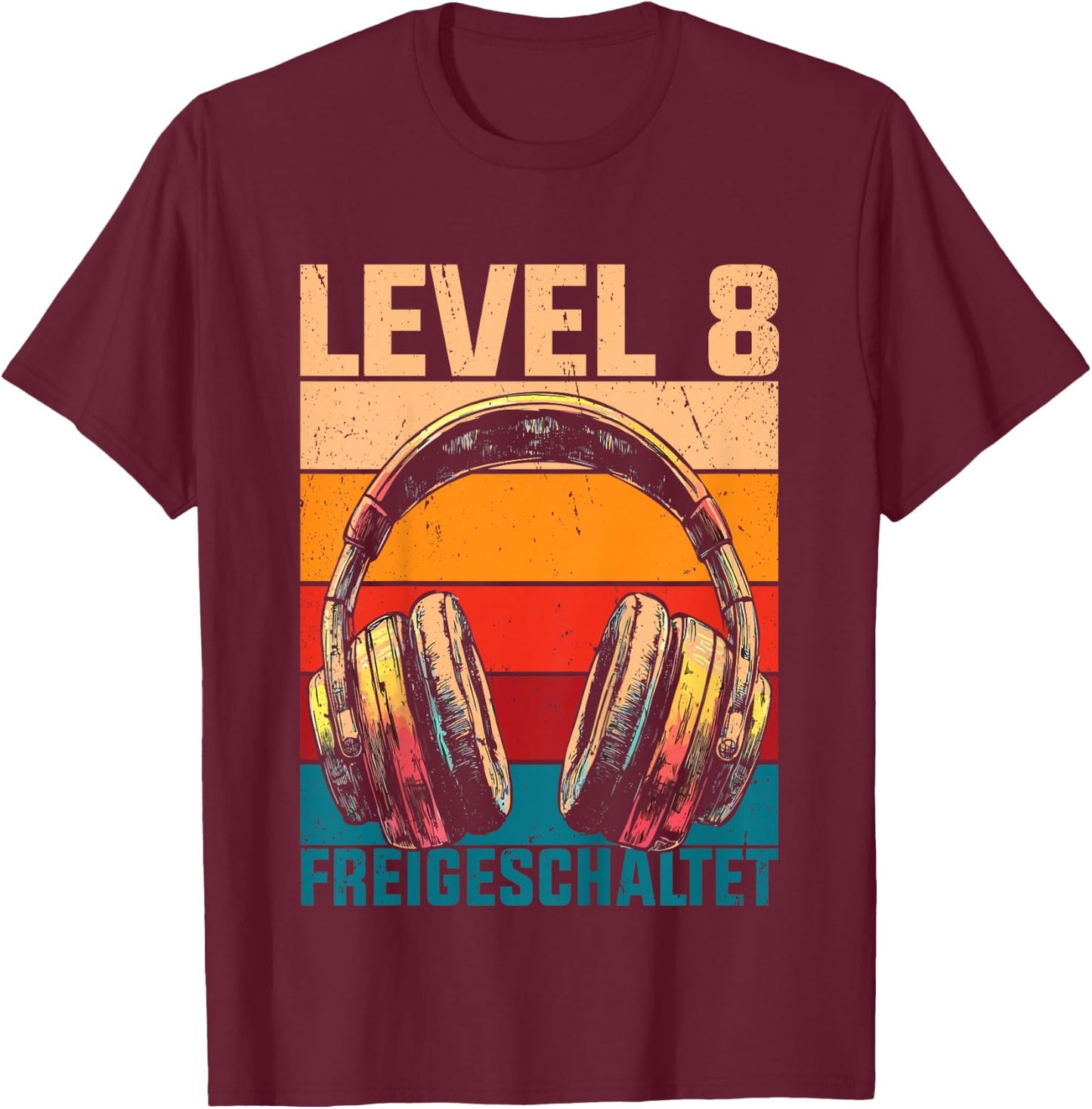 Kids 8th Birthday Boys Video Gamer Level 8 Unlocked Boys , black T-Shirt - T-Shirt | Maroon