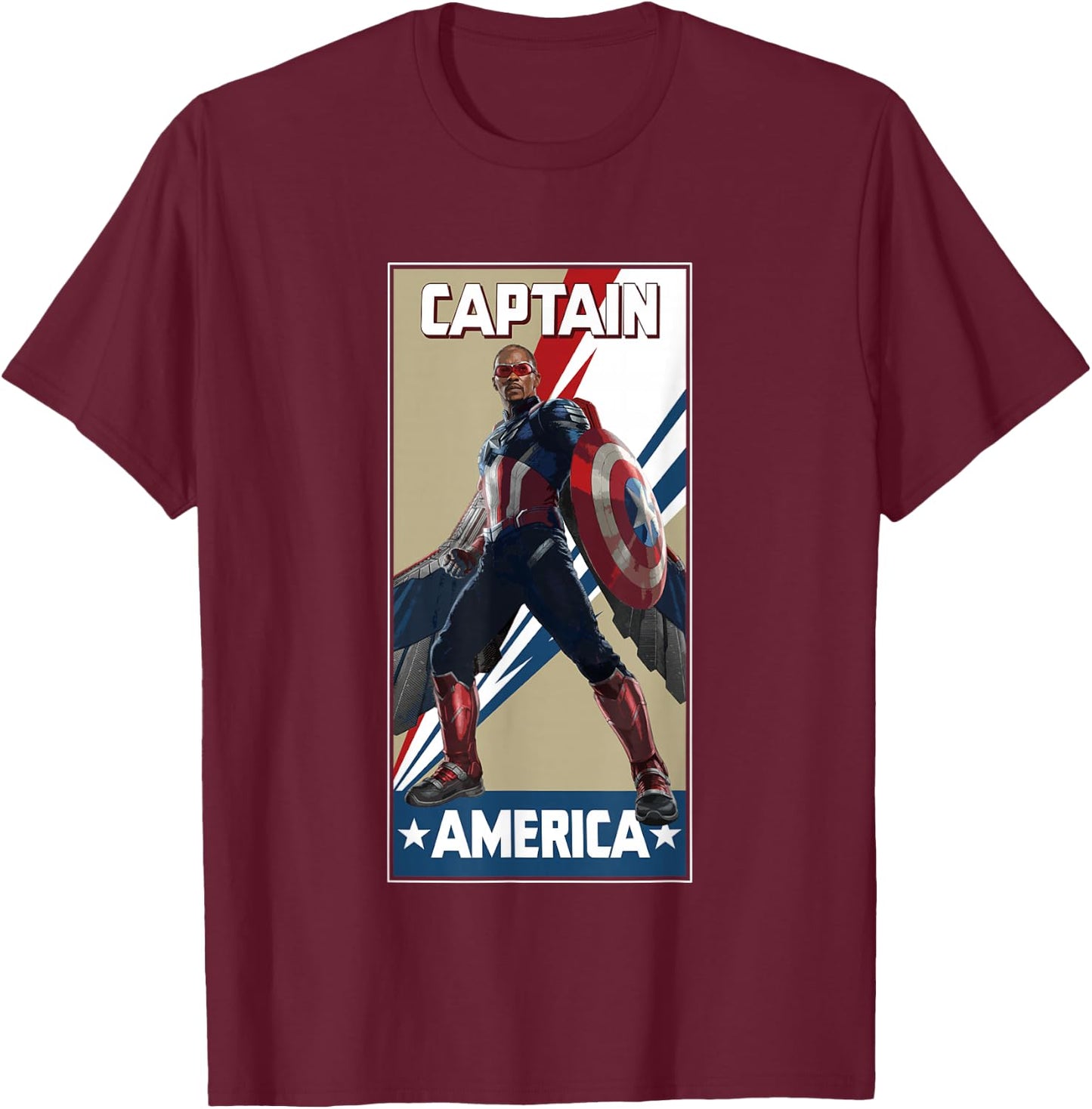 Marvel Captain America: Brave New World New Captain America T-Shirt - T-Shirt | Maroon