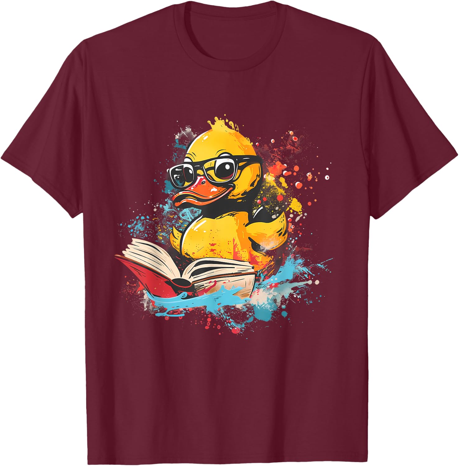 Rubber Duck Reading Book Rubber Duckie Rubber Duckling T-Shirt - T-Shirt | Maroon