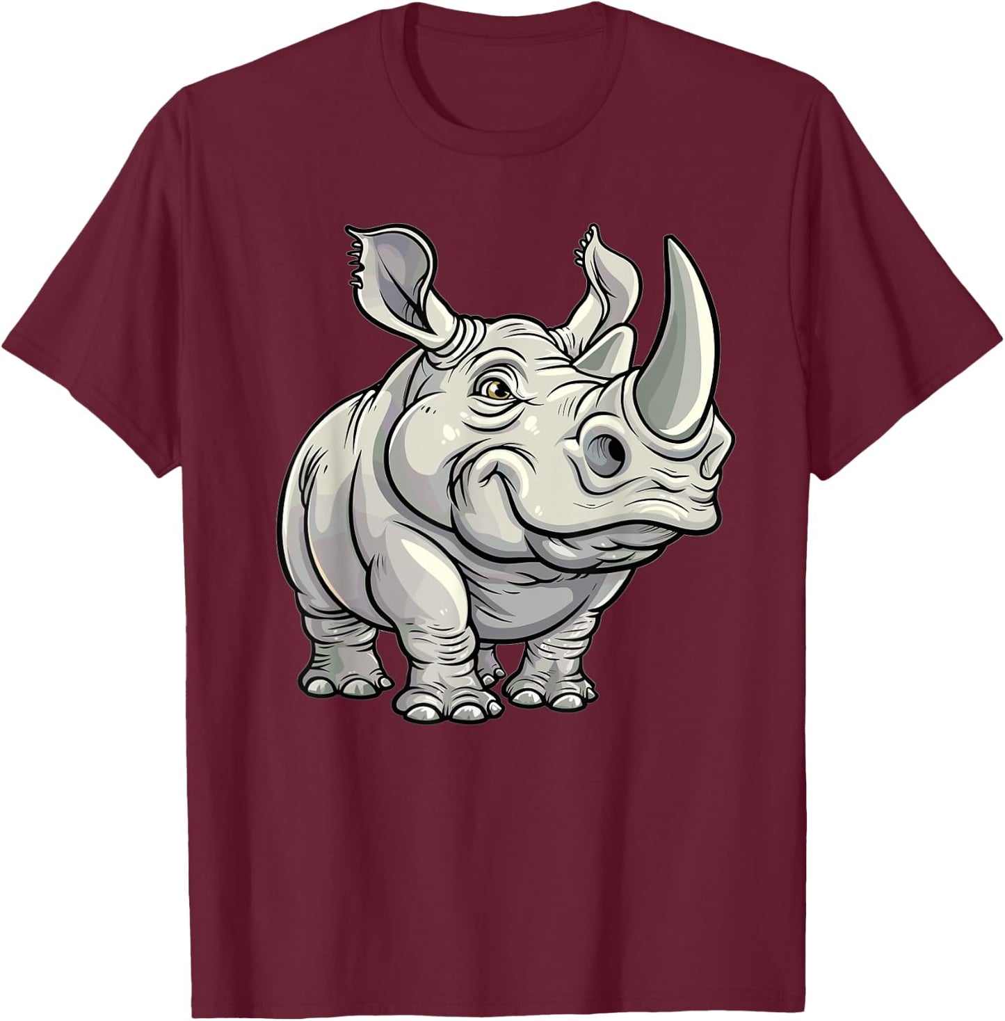 Cartoon Rhino I Rhino for Kids T-Shirt - T-Shirt | Maroon