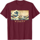 Surfing Boston Terrier Kanagawa Wave Japanese Dog Funny Women Kids T-Shirt - T-Shirt | Maroon