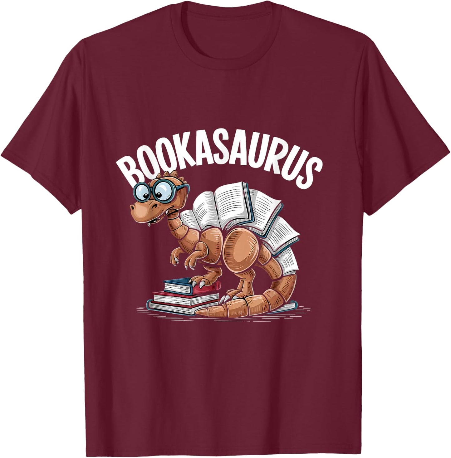 Book Dinosaur T-Rex Bookworm Dino Funny Book Reading T-Shirt - T-Shirt | Maroon