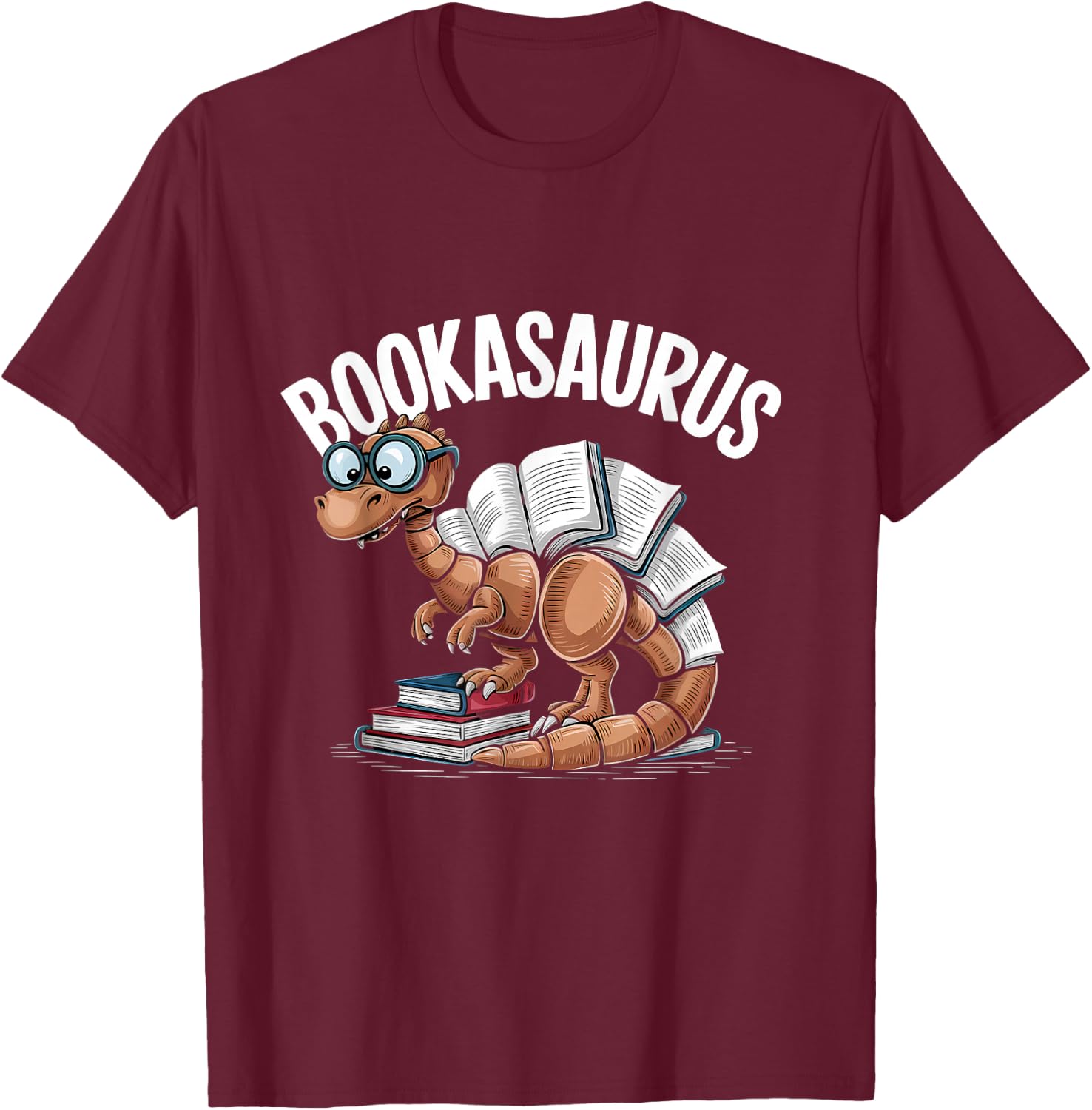 Book Dinosaur T-Rex Bookworm Dino Funny Book Reading T-Shirt - T-Shirt | Maroon