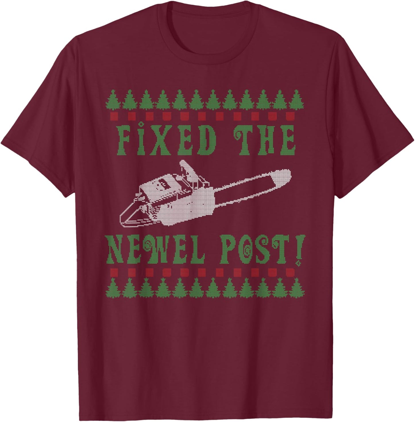 Funny Chainsaw Christmas Ugly Christmas Sweater T-Shirt - T-Shirt | Maroon